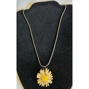16 Inch 925 Silver Chain Daisy Flower Resin Pendant Made With Love